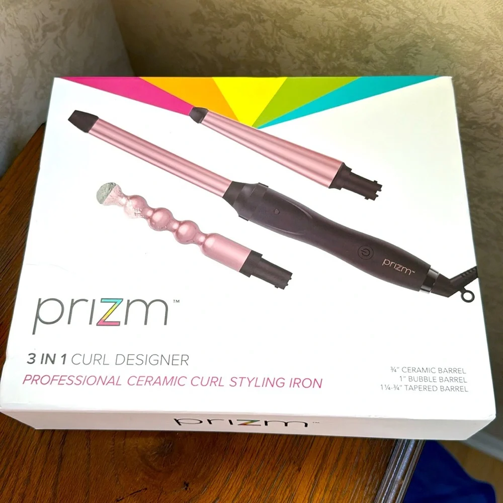 New Prizm 3 in 1 professional ceramic hair curl styling iron set.
